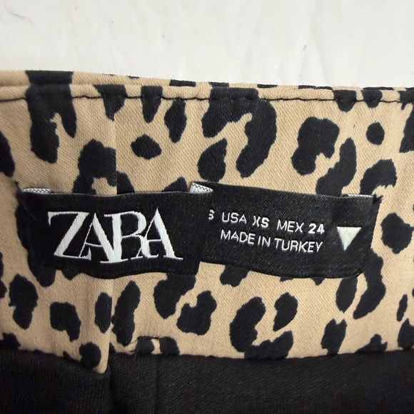 Zara Tan and Black Leopard ruched bodycon Mini Skirt XS - Picture 7 of 11